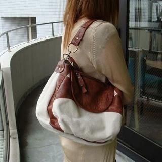 Convertible Two-Tone Shoulder Bag