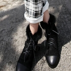 Ando Store - Faux Fur-Trim Buckled Ankle Boots