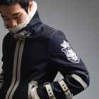 Green Banana - Funnel Neck Embroidered Denim Jacket