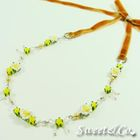 Sweet & Co. - Sweet Mini Beaded Yellow Ribbon Velvet Necklace