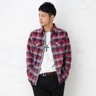 BLACK ASUKA - Long-Sleeve Dual-Pocket Plaid Shirt