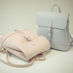 Hase Babe - Drawstring Faux Leather Backpack Hase Babe - Drawstring Faux Leather Backpack