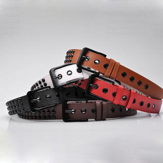 Faux-Leather Studded Belt