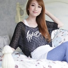 Kiwi Shop - Set: Printed Cropped Knit Top + Long Tank Top