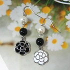 Angelove - Faux-Pearl with Flower Earrings