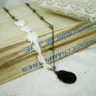 MyLittleThing - Sweet Lace Flower Clock Necklace(black)