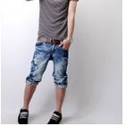 SeventyAge - Cuffed Distressed Washed Cropped Jeans