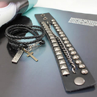 MURATI - Set: Studded Bracelet + Cross-Accent Bracelet