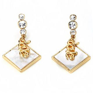 Rhinestone 'Love' Square Earrings 