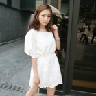 midnightCOCO - Embroidered Drawstring-Waist Dress