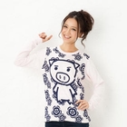Buden Akindo - Long-Sleeve Print T-Shirt - Flower Pig