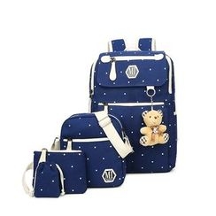 Golden Kelly - Set of 5: Dotted Backpack + Shoulder Bag + Zip Pouch + Drawstring Pouch Golden Kelly - Set of 5: Dotted Backpack + Shoulder Bag + Zip Pouch + Drawstring Pouch