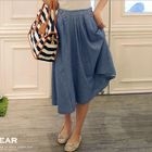 OrangeBear - Pleated Denim Midi Skirt