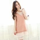 Tokyo Fashion - Crochet-Neckline Mesh-Hem Dress