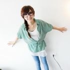 BAIMM - Drawstring-Waist Striped Chiffon Shirt