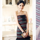 Melissa - Bow-Front Striped Tube Top