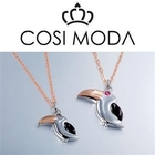 COSI MODA - Animal Charms Steel Necklace with Cubic Zirconia in Rose Gold & Black Color Plating