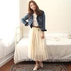 MOUL STYLE - Lace Midi Skirt with Belt