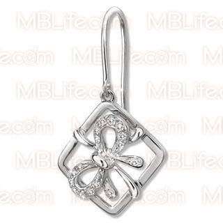 18K/750 White Gold Gift Ribbon / Bowknot Diamond Single Earring 18K/750 White Gold Gift Ribbon / Bowknot Diamond Single Earring