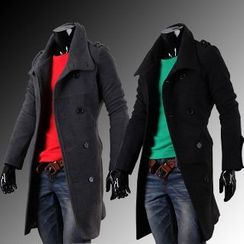 Aozora - Slit-Back Double-Breasted Coat Aozora - Slit-Back Double-Breasted Coat