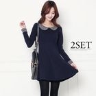 Stylementor - Set: Peter-Pan Collar A-Line Dress + Tights