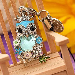 Rhinestone Owl Mobile Strap
