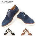 Purplow - Genuine Leather Wing-Tip Oxfords