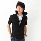 BLACK ASUKA - Asymmetric Short Sleeve Zip Top
