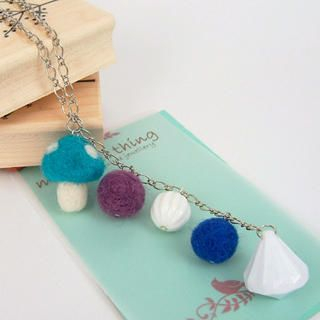 Sweet Felt Wool Mushroom Ball Ball Necklace(blue) Sweet Felt Wool Mushroom Ball Ball Necklace(blue)