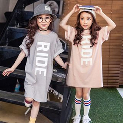 Cuckoo - Kids Lettering Short Sleeve T-Shirt Dress Cuckoo - Kids Lettering Short Sleeve T-Shirt Dress