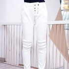 HuaYuZhiLu - Buttoned Shirred Slim-Fit Pants