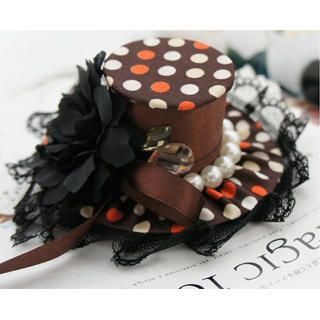 Dotted Lace With Big Rose Hairpin -Black