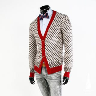 Contrast-Trim Patterned Cardigan