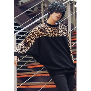 Leopard Print Dolman Sleeve Pullover 