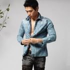 Green Banana - Embroidered Washed Denim Shirt
