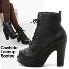 Karasinkko - Genuine Leather Open-Toe Lace-Up Boots