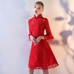 靜世奇緣 - 七分袖蕾絲禮服裙 靜世奇緣 - 七分袖蕾絲禮服裙