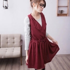 CatWorld - Sleeveless Drawstring-Waist Dotted Dress