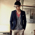 MITOSHOP - Contrast-Trim Single-Button Blazer