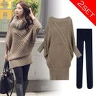 MOUL STYLE - Set: Dolman Sleeve Sweater Dress + Leggings or Tights