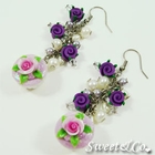 Sweet & Co. - Sweet Mini Purple Glitter Cupcake Floral Pearl Earrings
