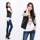 Envy Look - Faux Leather Sleeveless Jacket