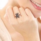 MBLife.com - Everlasting Bear Black Crystal 925 Silver Ring / Pendant /w Rope Chain (US5.5) - Silver Kings