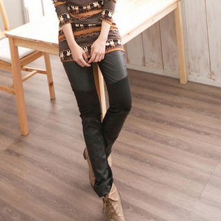 Faux-Leather-Panel Pants Faux-Leather-Panel Pants