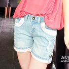 Ando Store - Floral Trim Denim Shorts
