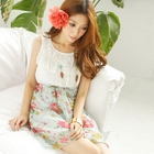 Tokyo Fashion - Sleeveless Lace-Layered Floral Tunic