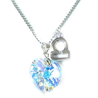 Sweet Libra - Zodiac Sign Necklace with Swarovski Sparkling Crystal Heart
   

