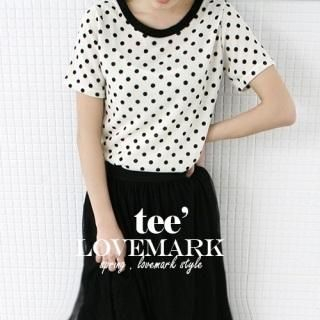 Polka-Dot Short-Sleeve Top