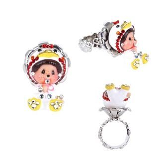 Platinum Plated Ring with Animal MCC Duck Monchhichi 