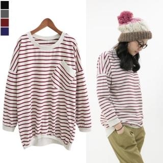 Pocket Accent Stripe Pullover